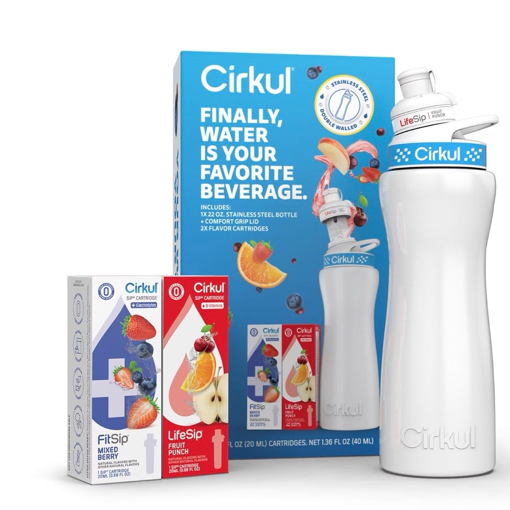 Cirkul Stainless Steel Water Bottle with Flavor Cartridges - White/Blue